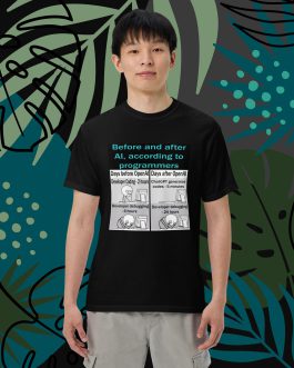 Before and after AI artificial intelligence according to programmers Men's T-Shirt tee heavyweight garment dyed