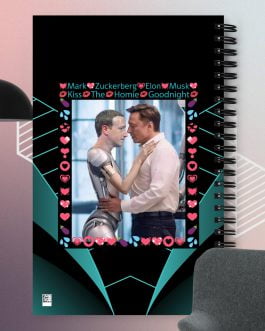 Elon Musk and Mark Zuckerberg are in love! Kiss the homie goodnight Spiral notebook