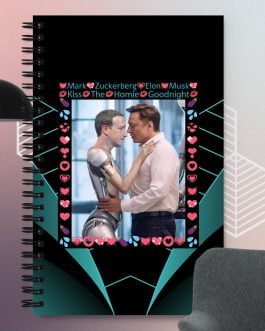 Elon Musk and Mark Zuckerberg are in love! Kiss the homie goodnight Spiral notebook