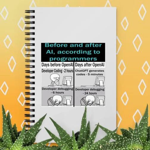 Before and after AI, according to programmers Spiral notebook journal notepad diary