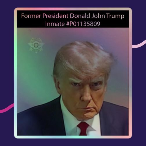 Former President Donald John Trump Inmate #P01135809 Holographic stickers grey gray 5.5x5.5 inches