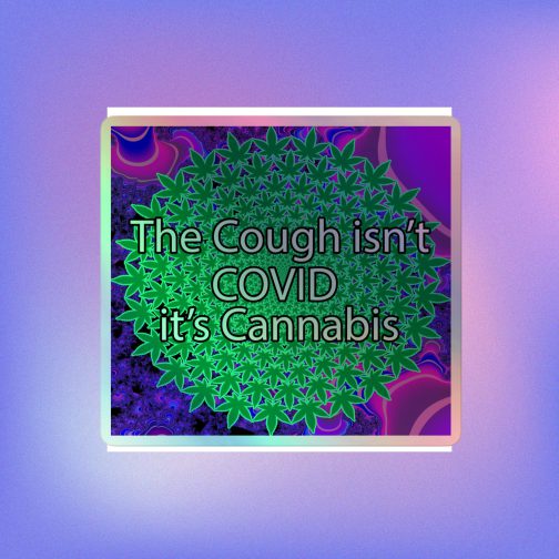 The Cough isn't COVID it's Cannabis Marijuana Pot Weed Holographic stickers grey gray 4x4 inches