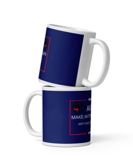 make antifa great again 11 oz coffee mug cup front view with handles showing anti fascists for president leftist leftists apparel gear