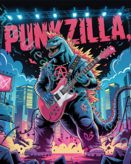punkzilla godzilla punk rocker punkers rock anarchy symbol logo design guitar movies music rock n roll product preview image watermarked official
