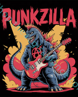 Punkzilla Punk Rockers Music Punkers Godzilla Movies Anarchy Symbol Icon Guitar Unisex shirt - Image 3