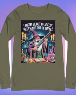 I might be out of spells but I'm not out of shells wizards magic 2A Unisex long sleeve tee shirt art design 2 - Image 7