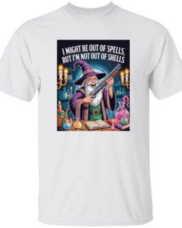 Funny Wizard with Shotgun T-Shirt | "Out of Spells, Not Out of Shells" D&D Gamer Graphic Tee | Fantasy RPG & Tabletop Gaming Apparel for Men & Women - Image 5