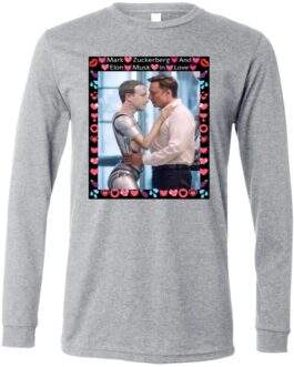 Elon & Zuckbot "Bromance" + for Tech Enthusiasts + Premium Long Sleeve Tee + Satire & Meme Fashion - Image 4