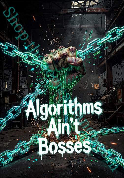 Algorithms Ain’t Bosses Coffee Mug: 15oz white ceramic mug with bold text design for tech enthusiasts