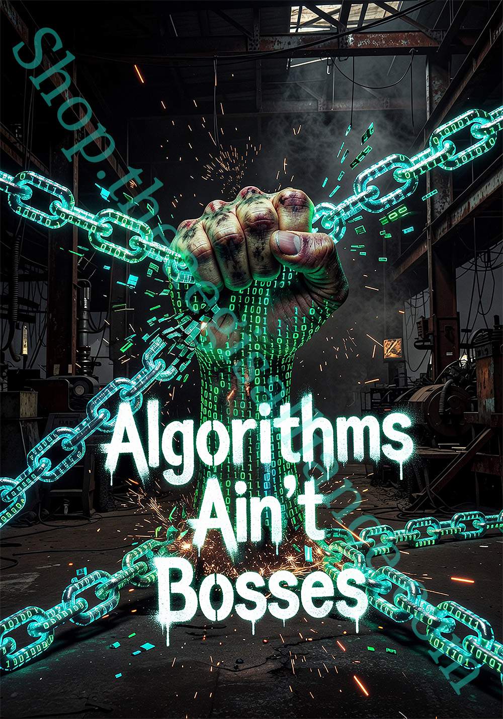 Algorithms Ain’t Bosses Coffee Mug: 15oz white ceramic mug with bold text design for tech enthusiasts