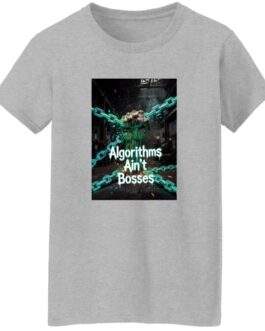 Sport Grey "Algorithms Ain't Bosses" Women's Tee (3XL). Design features a fist breaking free from digital chains, symbolizing human spirit vs. algorithms.