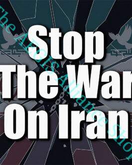 Stop the War on Iran Long Sleeve Unisex Shirt: Anti-war activist tee with a bold "Stop the War on Iran" message. Features a cracked flag background and peace doves.