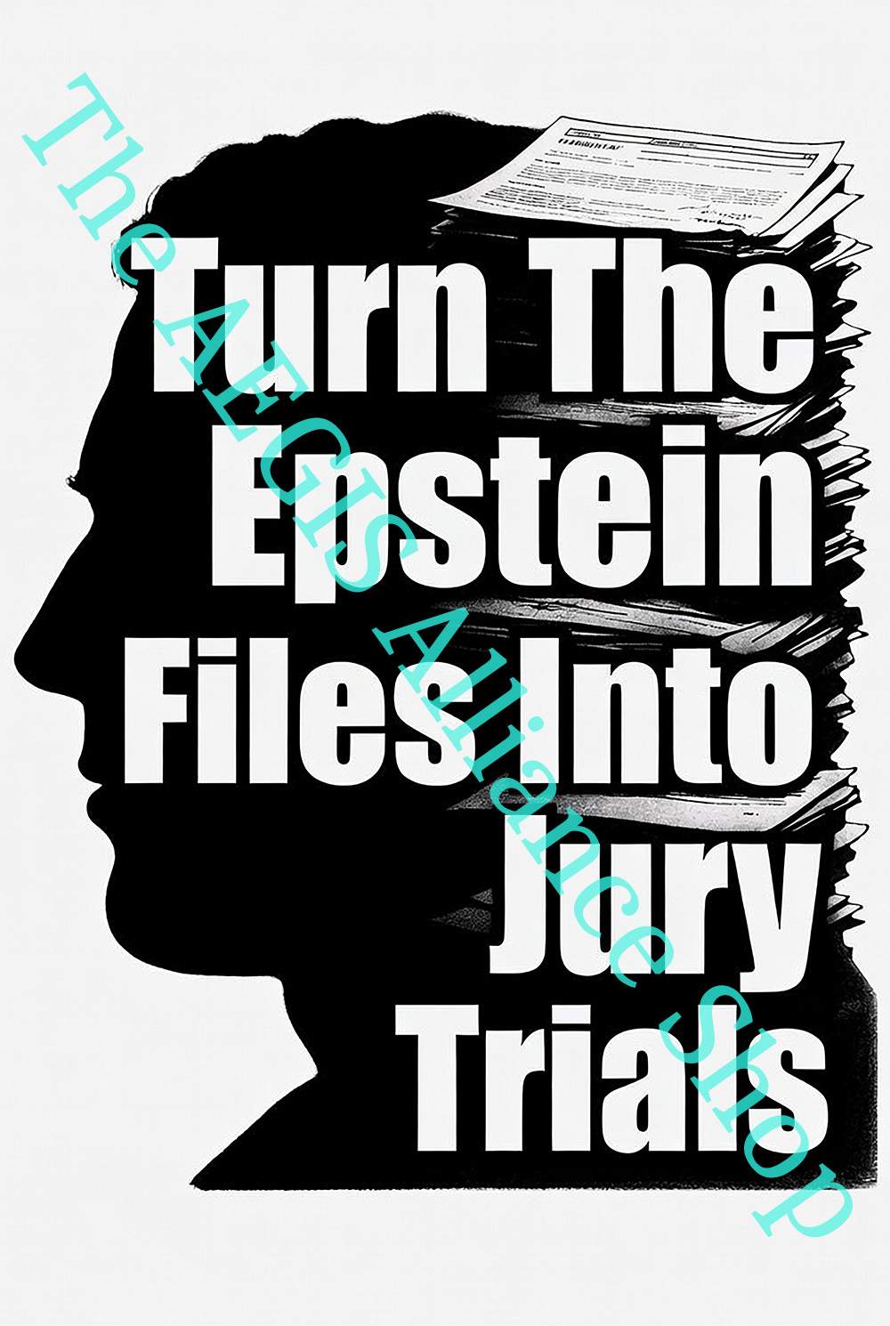 Black and white "Turn The Epstein Files into Jury Trials" activist hoodie featuring a bold statement design. A powerful message for demanding legal transparency and accountability.