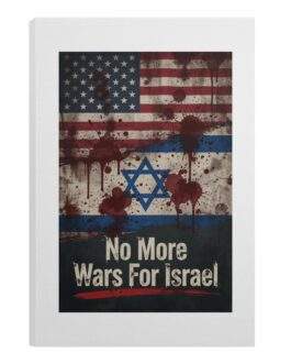 No More Wars For Israel Bloody Flags framed canvas wall art detail with blood-splattered flag design