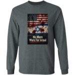 No More Wars For Israel Bloody Flags anti-war long sleeve shirt in Dark Heather with blood-splattered American and Israeli flag design