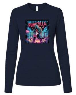 Women's Punkzilla Punk Rock Kaiju Anarchy Long-Sleeve Shirt - Image 4